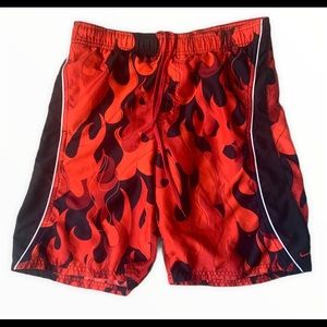 Nike flames boys red & black fire swim trunks